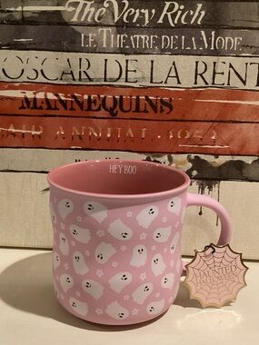Pink "Hey Boo" Ghost Print Halloween Mug 👻
